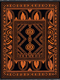 Black Orange Art Deco Feather Medallion Rug