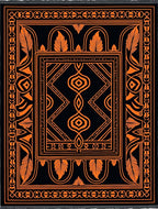 Black Orange Art Deco Feather Medallion Rug