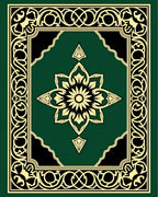 Emerald Green Floral Medallion Frame Rug