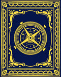 Navy Blue Golden Compass Medallion Rug