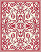 Crimson Floral Medallion Symmetry Rug