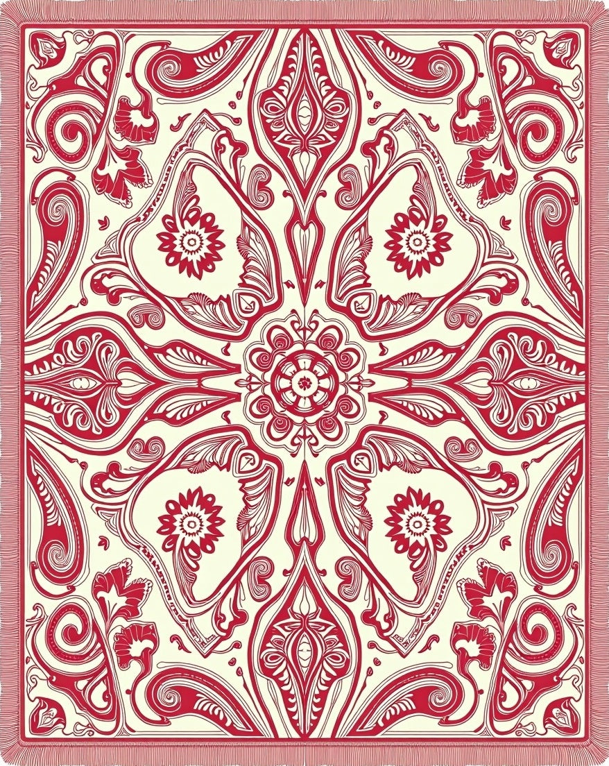 Crimson Floral Medallion Symmetry Rug