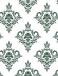 Deep Forest Green Damask medallion Rug