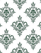 Deep Forest Green Damask medallion Rug