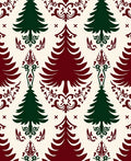 Classic Evergreen Trees Burgundy Cream Rug