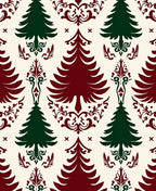 Classic Evergreen Trees Burgundy Cream Rug
