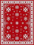 Red White Snowflake Festive Border Rug