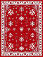 Red White Snowflake Festive Border Rug