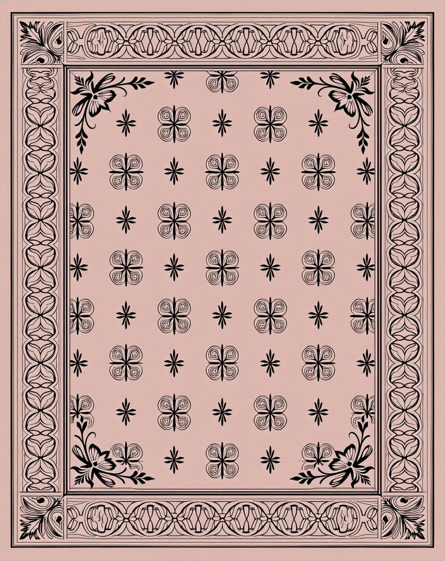 Subtle Pink Floral Butterfly Medina Rug