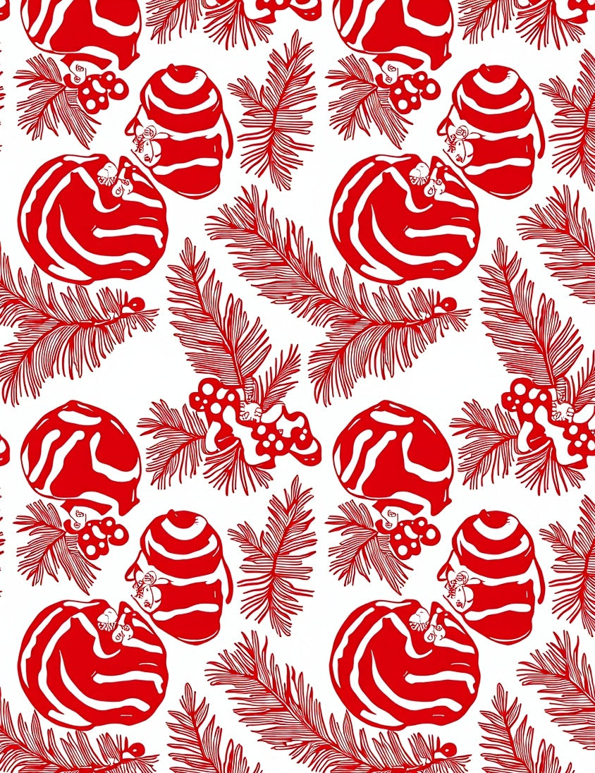 Crimson Berries and Evergreen Branches Rug