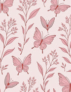 Pink Blush Butterfly Floral Meadow Rug