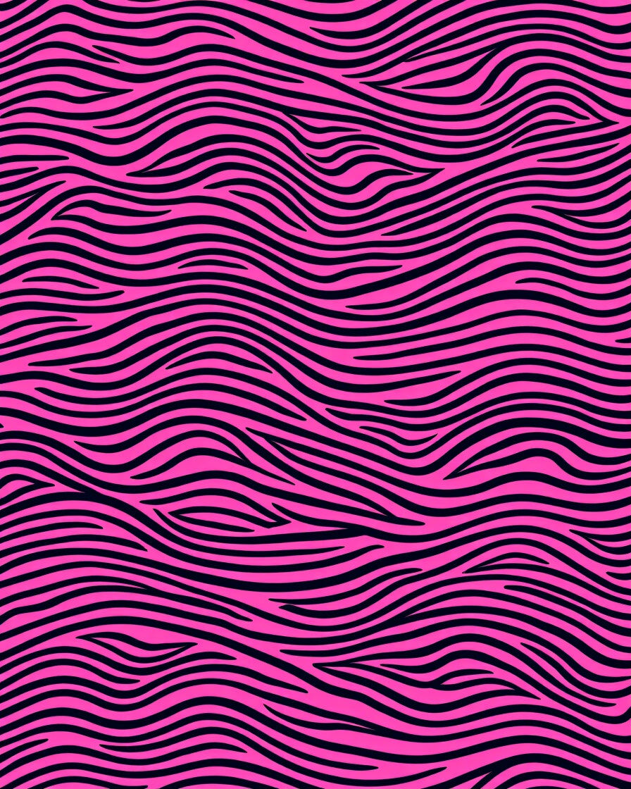 Vivid Pink Black Wavy Stripes Rug