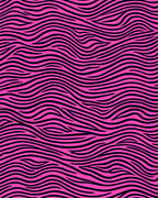 Vivid Pink Black Wavy Stripes Rug
