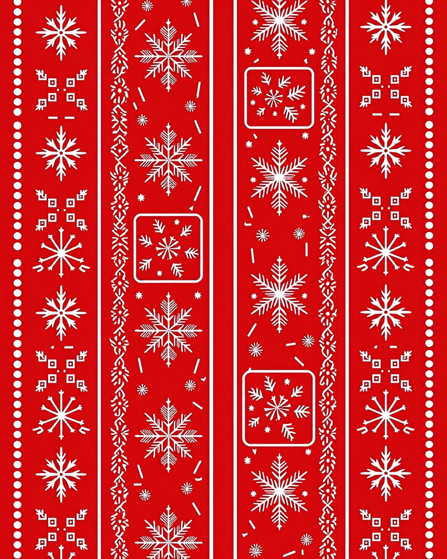 Festive Red White Snowflake Stripe Rug
