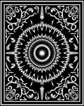 Black White Radial Sunburst Scrollwork Ornament Rug