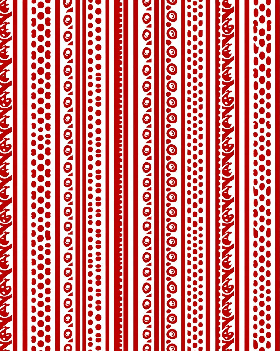 Bold Red Vertical Stripe Medallion Rug