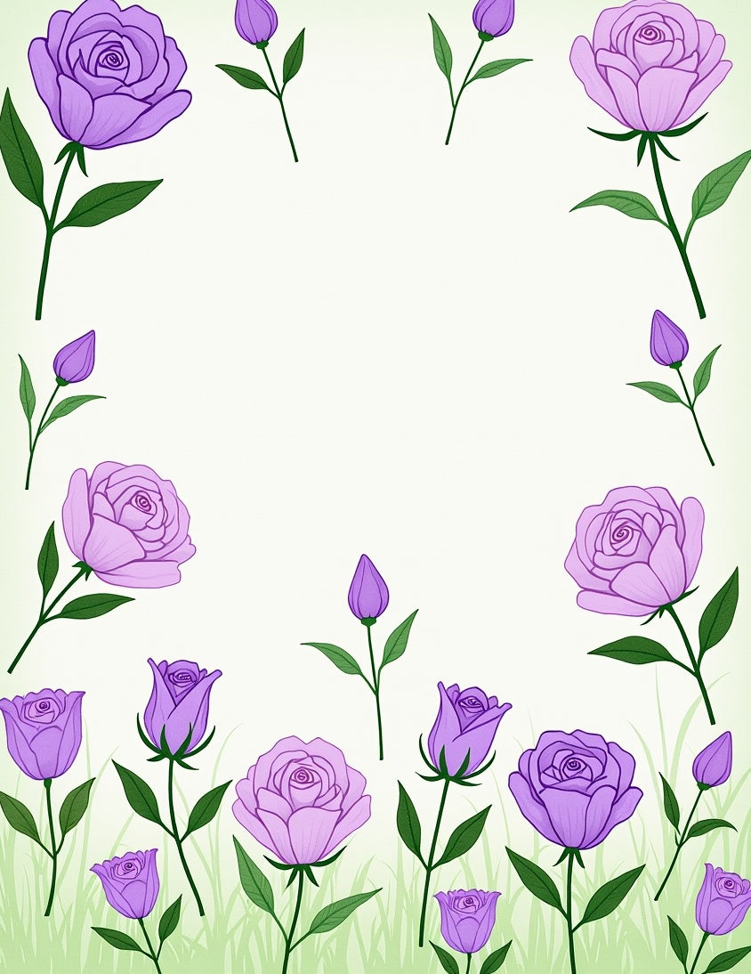 Lavender Garden Rose Border Rug