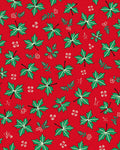 Festive Green Holly Leaf Collage Rug
