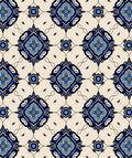 Navy Blue Yellow Quatrefoil Medallion Rug