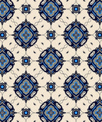Navy Blue Yellow Quatrefoil Medallion Rug