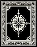 Black and Ivory Intricate Floral Medallion Frame Rug