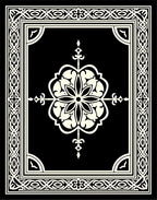 Black and Ivory Intricate Floral Medallion Frame Rug