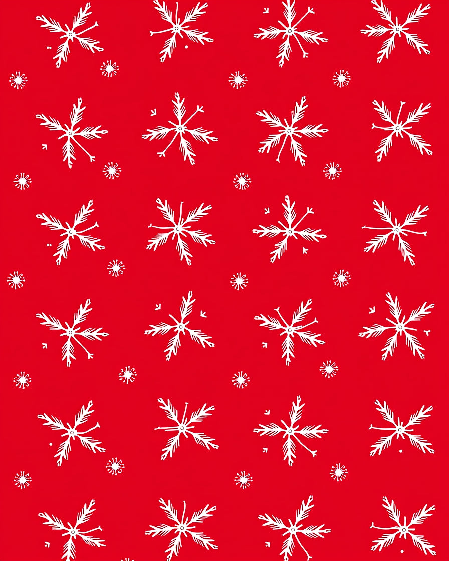 Crimson White Snowflake Cluster Accents Rug