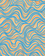 Coral Blue Wavy Line Flow Rug