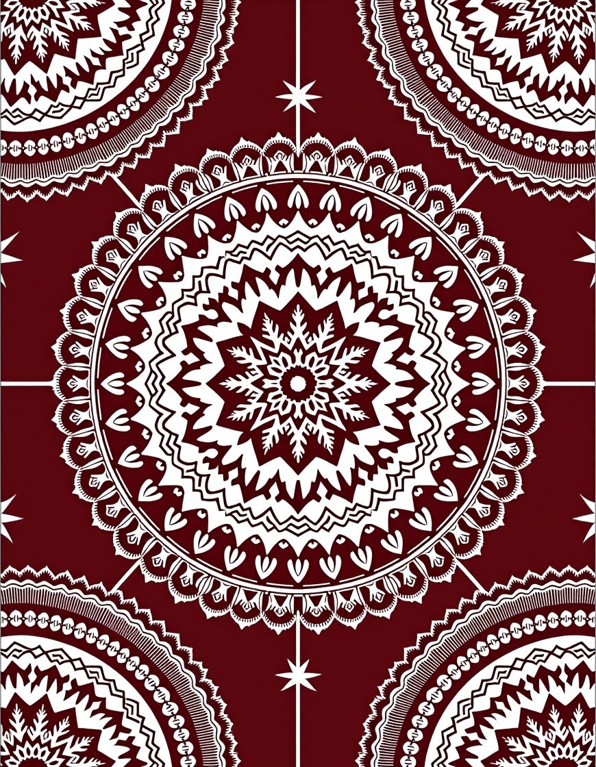 Crimson White Intricate Mandala Rug