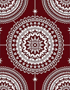 Crimson White Intricate Mandala Rug