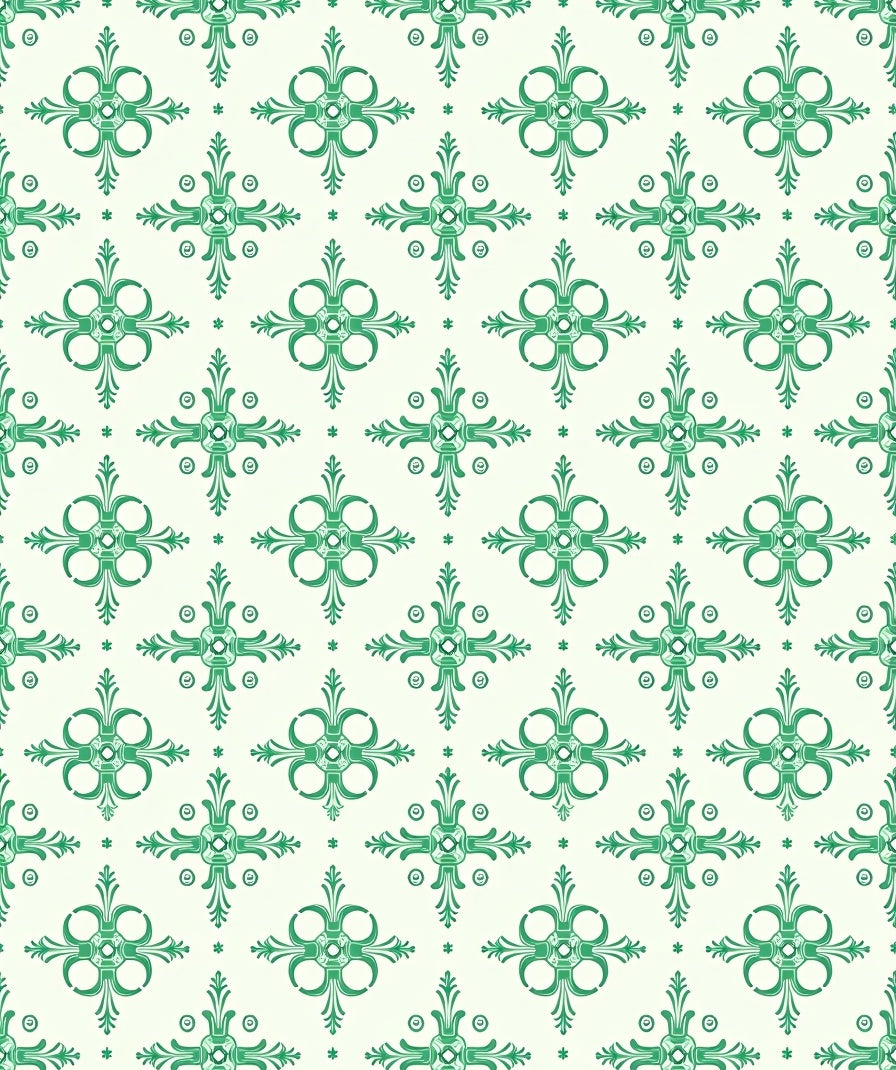Emerald Green Classical Floral Medallion Rug