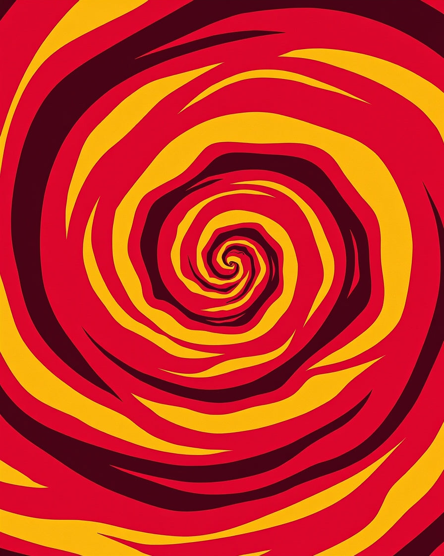 Crimson Yellow Swirling Vortex Rug