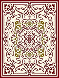 Deep Red Ivory Intricate Floral Medallion Rug