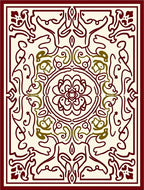 Deep Red Ivory Intricate Floral Medallion Rug