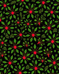 Red Starburst Green Leaf Arrangement Rug