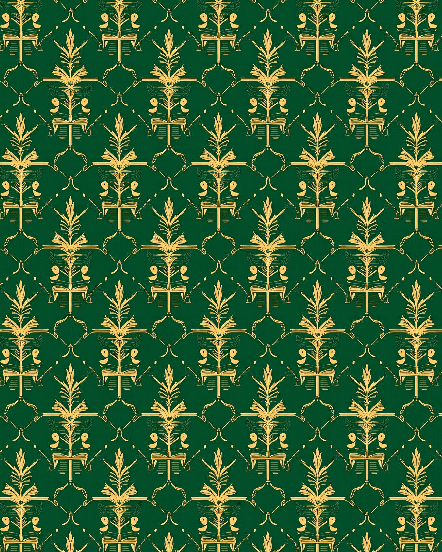 Emerald Gold Ornate Foliage Medallion Rug
