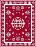 Vibrant Red White Snowflake Medallion Area Rug
