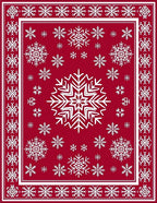 Vibrant Red White Snowflake Medallion Area Rug