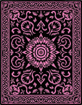 Black Pink Floral Medallion Rug