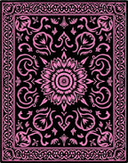 Black Pink Floral Medallion Rug