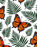 Vibrant Orange Butterfly Palm Leaf Rug