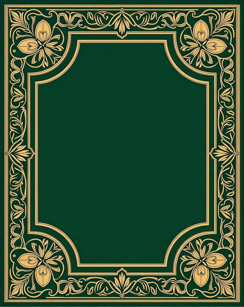 Elegant Emerald Gold Floral Border Rug