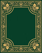Elegant Emerald Gold Floral Border Rug