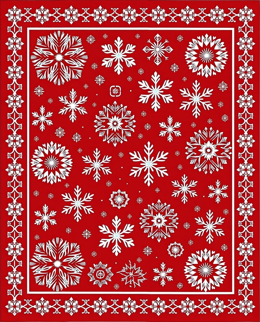 Winterscape Red Snowflake Medley Rug