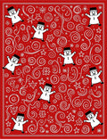 Red Snowman Swirls Christmas Joy Rug