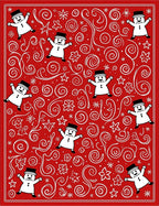 Red Snowman Swirls Christmas Joy Rug