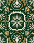 Emerald Green Golden Fern Medallion Rug
