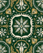 Emerald Green Golden Fern Medallion Rug