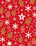 Red Gingerbread Snowflakes Candy Canes Star Rug