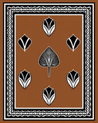 Rich Brown Botanical Leaf Arrangement Rug